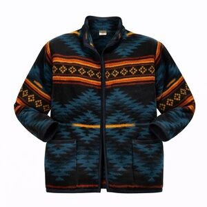 Vintage 80s Yumaland Women’s Aztec Fleece with Shoulder Pads Belt Sz L​​​​​